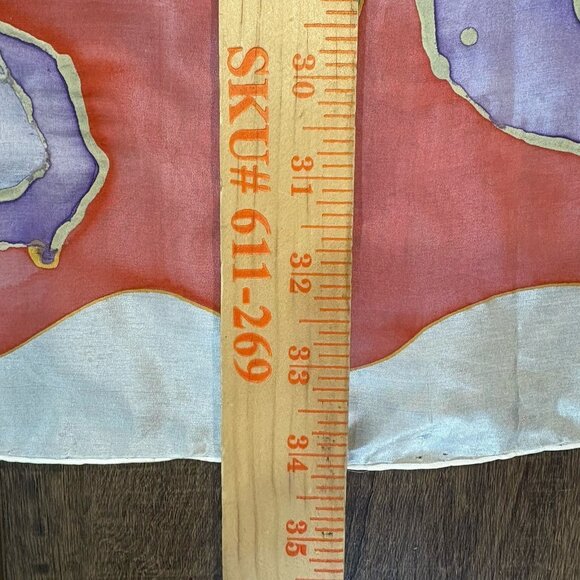 Vintage Silk Handpainted Scarf Watercolor Hand rolled Pastel - Picture 7 of 11